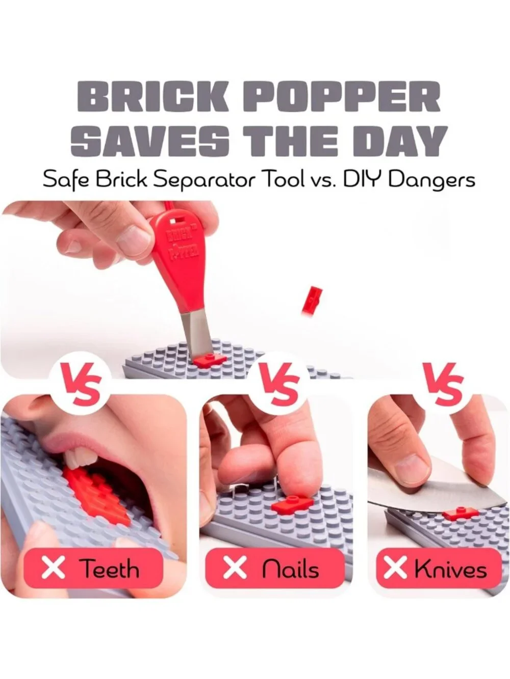 Set of 4 Colorful Brick Separator Tools | Essential Brick Remover for All Ages
